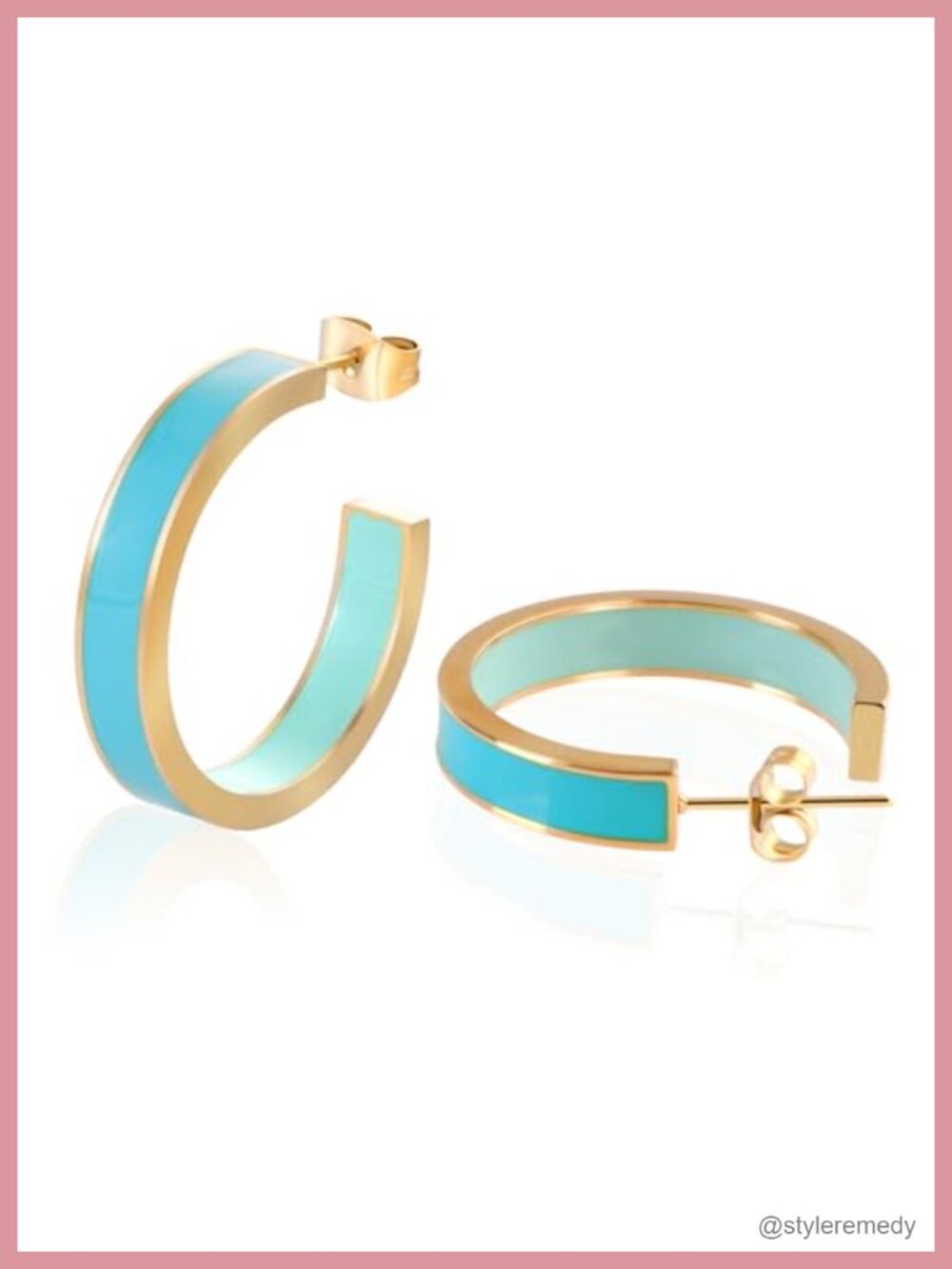 Chunky Enamel Hoop Earrings 18K Gold Plated C Shaped Huggie Earrings